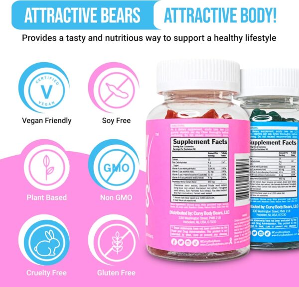 Top Support & Peach Support Combo Pack Gummies for Women | Workout Aid | Fitness Supplement |9 Herbal Extracts | Essential Vitamins | Berry Flavor | 2 Bottles | (120 Gummies Count)