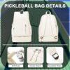 Pickleball Backpack for Women Men, Gym Back Pack with Shoe Compartment Pickleball Bag Fits 2 Pickle Ball Paddles