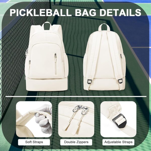 Pickleball Backpack for Women Men, Gym Back Pack with Shoe Compartment Pickleball Bag Fits 2 Pickle Ball Paddles