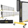 Pickleball Net with Wheels, Portable 2-in-1 Pickle Ball Net with Ball Collector,22FT Regulation Size & 11FT Half Court Size, Carry Bag, Steady Metal Frame for Outdoor Indoor Driveway