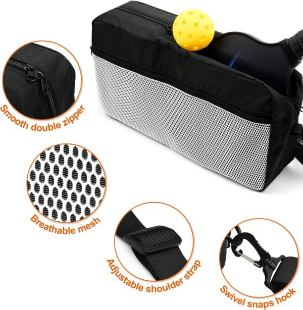 Cosmos Pickleball Bag for Men Women, Portable Pickleball Sling Bag Paddles & Balls Storage Pouch with Adjustable Shoulder Strap and Mesh Pocket, Sport Equipment Accessories