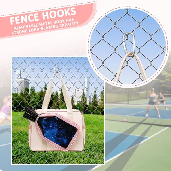 TuErcao Pickleball Bags for Women, Pickleball Gifts Cute Pickleball Paddle Bag for Men Tennis Tote Bag with Fence Hook Accessories