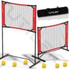 Mini Pickleball Dink Net, Small Size Set 4ft + 7ft, Paddles, Court Markers, 6 Balls, Bag, Rebounder Practice Trainer, Master Pickle Ball, Home Equipment Portable, Adjustable, Indoor, Outdoor, Driveway