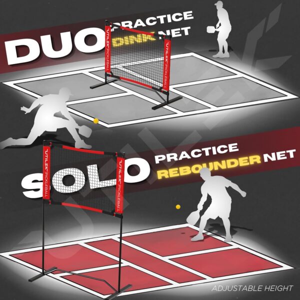 Mini Pickleball Dink Net, Small Size Set 4ft + 7ft, Paddles, Court Markers, 6 Balls, Bag, Rebounder Practice Trainer, Master Pickle Ball, Home Equipment Portable, Adjustable, Indoor, Outdoor, Driveway