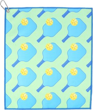 Millie Rose Pickleball Towels in Fashionable Prints - Cute 15x17 inch Microfiber & Cotton Athletic Towels with Carabiner Clip - Pickleball Accessories, Pickleball Gifts (Pickleball Party)