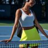 PINSPARK Womens Tennis Skirts High Waisted Golf Skorts with 2 Pockets Side Slit Athletic Skirt for Workout Pickleball Sports