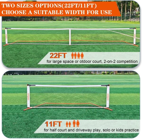 Zdgao Portable Pickleball Net for Driveway, 22 FT Regulation Size & 11 FT Half Court Size Pickle Ball Net with Pickleballs and Carry Bag, 2 in 1 Pickle Ball Net Set for Backyard