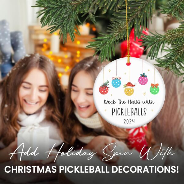 FLAGWIX Pickleball Gifts - Christmas Ornaments 2024 - Ceramic Ornaments for Women, Friends, Pickleball Lovers - Tree Decoration