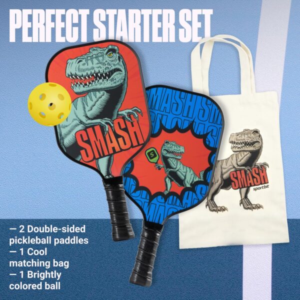 81ai-avUYdL._AC_SL1500_.jpg Sportbit Kids Pickleball Paddles Set of 1 or 2 - Child Size Pickleball Paddle for Kids Small and Lightweight - Carbon Fiber Youth Pickleball Paddle Set with Bag for Children Under 12.