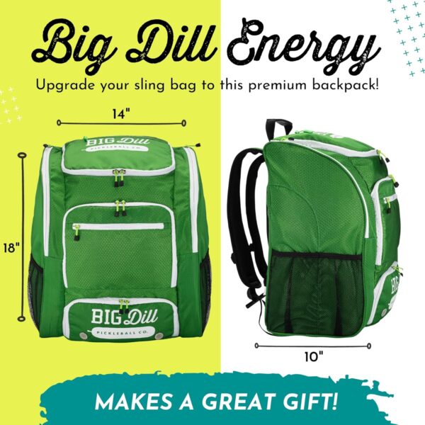 Big Dill Pickleball Backpack | Large Pickleball Bag with Shoe Compartment for 8+ Paddles & Accessories, Insulated Pocket