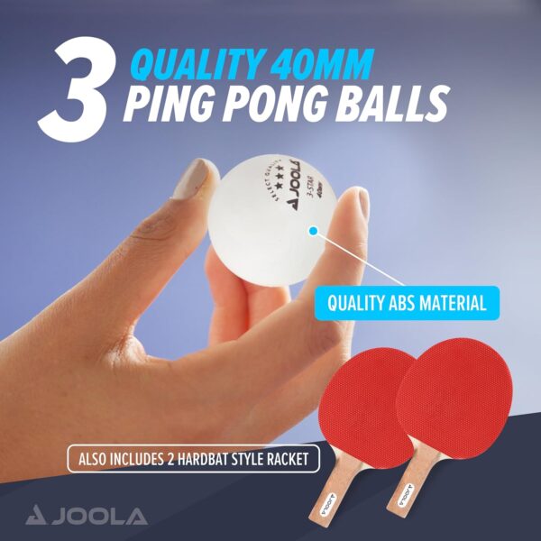 JOOLA Essentials Duel 2-Player Table Tennis Racket Set with 2 Ping Pong Paddles & 3 Balls - Pips Out Hardbat Ping Pong Rackets Great for All Playing Levels & Ages - White Ping Pong Balls