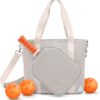 Pickleball Bag - Large Gray Canvas Tote Bag for Women and Men, Fits 2 Pickle Ball Paddles & Shoe Storage, Adjustable Strap, Fence Hook, Pickleball Gifts & Accessories