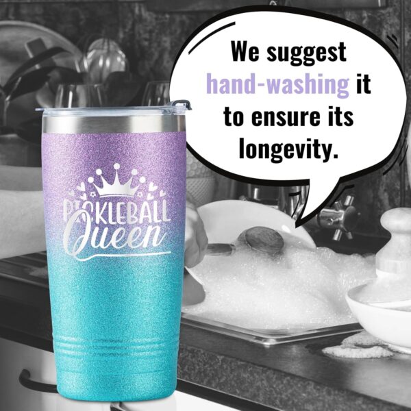 Onebttl Pickleball Gifts for Women, Gifts for Pickleball Lovers, Pickleball Accessories, Insulated 20oz Stainless Steel Travel Tumbler with Straw and Lid, PICKLEBALL QUEEN, Violet-Blue