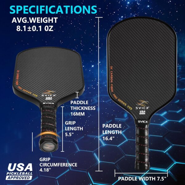 81bRZT9mq6L._AC_SL1500_.jpg Pickleball Paddle,3K Carbon Fiber Pickleball Paddles with Ultimate Control,Spin & Consistency,16MM High Performance Carbon Fiber Pickle Ball Racket,Extended Handle,USAPA Approved