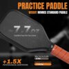 Pickleball Training Paddle, 7.6-8.2oz Pickleball Trainer 14/16/19mm, Raw Carbon Fiber Sweet Spot Pickle Ball Paddle with Paddle Cover, Extra Long Handle for Men Women, Shot and Spin Frosted Surface