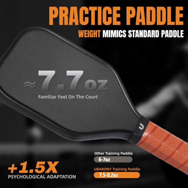 Pickleball Training Paddle, 7.6-8.2oz Pickleball Trainer 14/16/19mm, Raw Carbon Fiber Sweet Spot Pickle Ball Paddle with Paddle Cover, Extra Long Handle for Men Women, Shot and Spin Frosted Surface