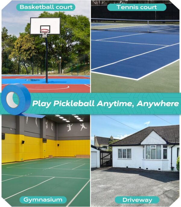 Pro Pickleball Court Tape 2" x230ft- Temporary Court Lines Tape, No Residue Removable Sports Tape for Indoor/Outdoor, Quick Setup with Blue Tape