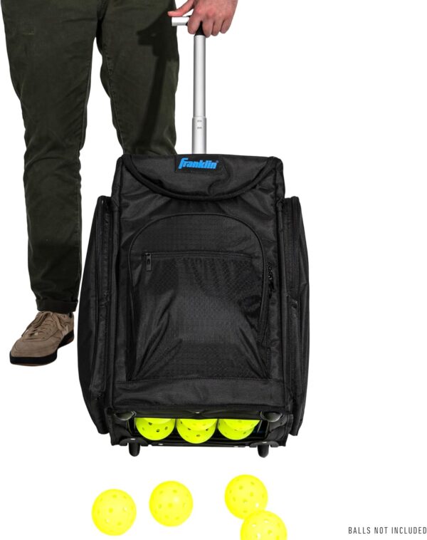 Franklin Sports Portable Pickleball Hopper Bag + Caddy - Pickleball Ball Retriever + Storage Bag - 100 Ball Rolling Hopper Basket for Balls - Training Equipment + Accessory