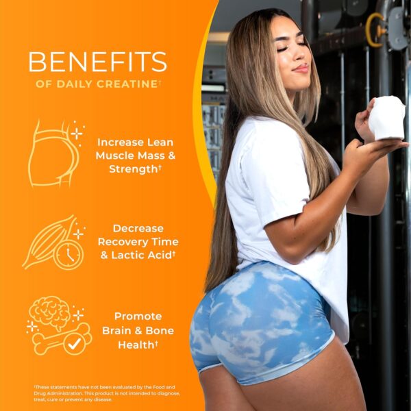 One Sol Creatine for Women Booty Gain, All Natural Women's Creatine Powder with Creapure, Increase Lean Muscle Mass, Reduce Recovery Time, Promotes Brain & Bone Health (Unflavored, 100 Servings)