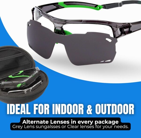 BLUE CUT Sports Safety Goggles Interchangeable Sun Lens Anti Fog UV Protection Indoor Outdoor Pickleball Cycling Basketball