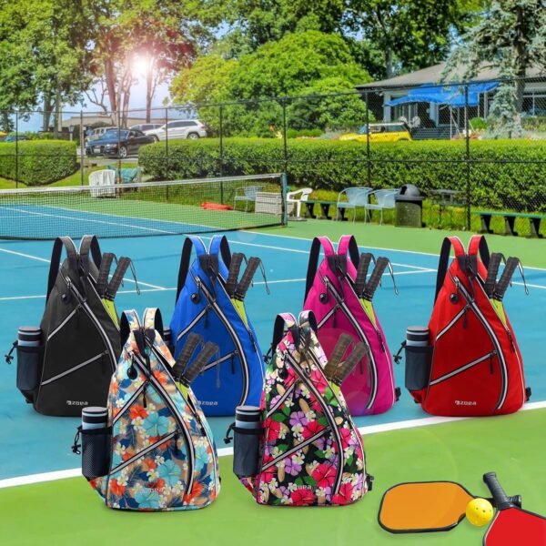 ZOEA Pickleball Bag, Sport Pickleball Sling Bag for Women Man, Adjustable Pickleball Backpack with Fence Hook Water Bottle Holder, Fits 4 Paddles and All Your Other Gear