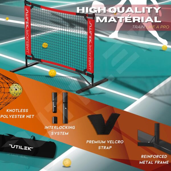 Mini Pickleball Dink Net, Small Size Set 4ft + 7ft, Paddles, Court Markers, 6 Balls, Bag, Rebounder Practice Trainer, Master Pickle Ball, Home Equipment Portable, Adjustable, Indoor, Outdoor, Driveway