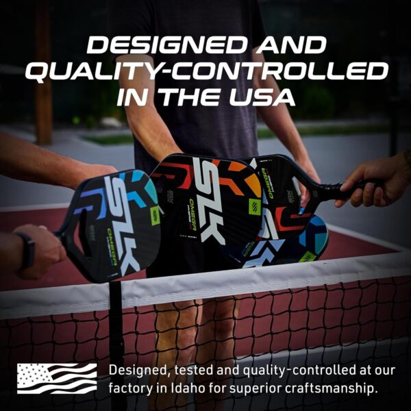 2025 SLK Omega MAX Pickleball Paddle | 12k UltraWeave Carbon Fiber Face with Rev-Control Polymer Core | ProSpin+ Texture for Spin and Control | Max Blue