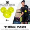 Franklin Sports Training Pickleballs - Training Pickleballs for Beginners + Skill Practice - 69mm or 80mm Outdoor Pickleballs - Pickleball 3 Pack - Optic Yellow