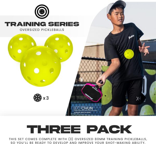 Franklin Sports Training Pickleballs - Training Pickleballs for Beginners + Skill Practice - 69mm or 80mm Outdoor Pickleballs - Pickleball 3 Pack - Optic Yellow