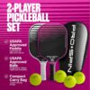 PRO SPIN Pickleball Paddles - Set of 2 USAPA-Approved Graphite Carbon Pickle Ball Paddles, 4 High-Performance Pickleball Balls, Durable Bag for Rackets & Balls - Great Gift