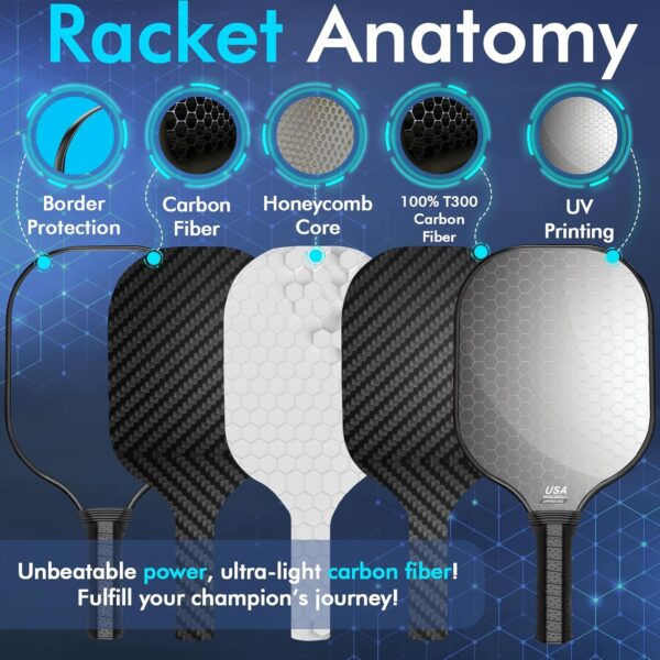 Pickleball Paddles Set of 2 99.9% T300 Carbon Fiber USAPA Approved Pickle Ball Paddle Indoor Outdoor Rackets Pickleballs Racquet Gifts