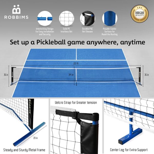 Portable Pickleball Set with Net | 4 USAPA Approved Graphite Paddles, Duffle Bag, Regulation Size Pickleball Net System, Assembly Manual, 8 Outdoor Balls and Carry Bag
