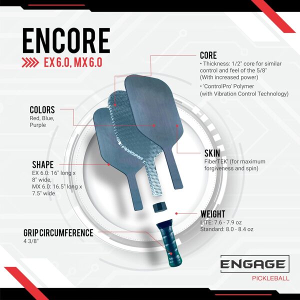 Engage Pickleball Encore MX 6.0 Pickleball Paddle
