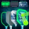 LED Light Up Pickleball Paddles Set of 2,Glow in The Dark,USAPA Approved Fiberglass Lightweight Pickleball Racket,2 Outdoor Balls & 1 Carrying Bag Gifts for Women Men Beginners