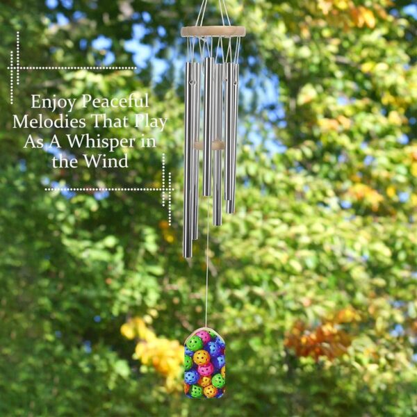 Pickleball Sports Lovers Wind Chimes for Outside with Relaxing Rich Sound, Memorial Wind Chimes Gifts for Mom,Great Gift for Your Own Patio, Porch, Garden, and Backyard