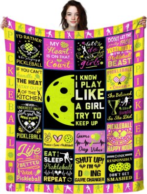 Pickleball Blanket Gifts for Women,Pickleball Accessories Pickleball Stuff Pickleball Throw Blankets,Funny Pickleball Lovers Gifts for Girls Teens 50"X40"