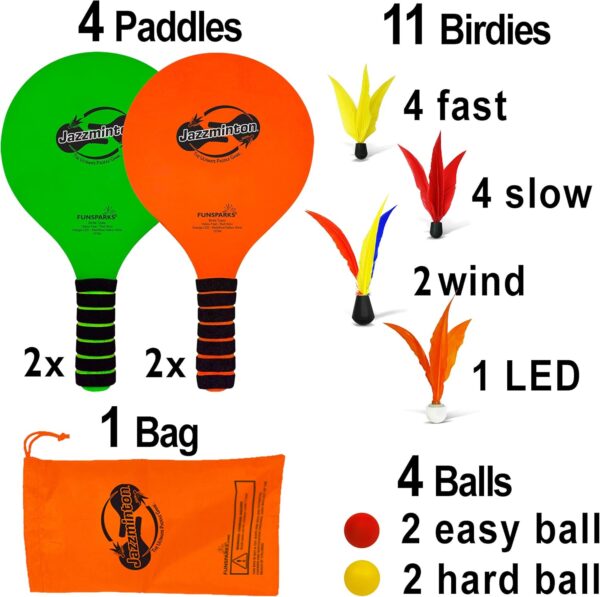 Paddle Game Select Double Badminton Set 4 Rackets - Beach Games for Kids Teens Adults and Family Games -Outdoor Games for Lawn, Yard, Tailgating, Camping Games