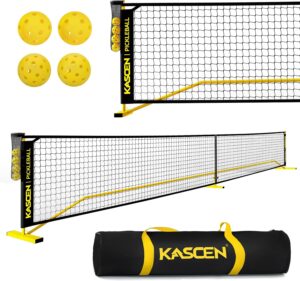 KASCEN Pickleball Net - Pickleball Net for Driveway, 22FT USAPA Portable Pickleball Set with Net, Pickle Ball Net with 4 Pickleballs & Carry Bag, Pickle Ball Net for Outdoor Indoor Court Backyard