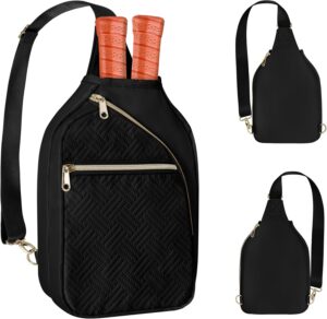 81epjo2xDmL._AC_SL1500_.jpg Pickleball Bag for Women, Pickleball Paddle Sling Bag, Pickle Ball Bag for Pickleball Accessories and Sport Gear, Black (Patent Design)