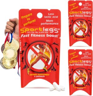 SPORTLEGS Fast Fitness Boost Pre Workout for Men and Women, Lactic Acid Supplement, Sports Endurance Fuel Endurance Supplements for Runners - 5-Cap Packet, Trial Pack of 3