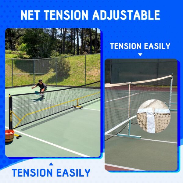 Pickleball Net Set with Wheels and Pickleball Court Marking Kit 22 FT Regulation Size Portable Pickleball Nets with Net Tension Adjuster, 8 Sandbags for Outdoor Indoor Driveway