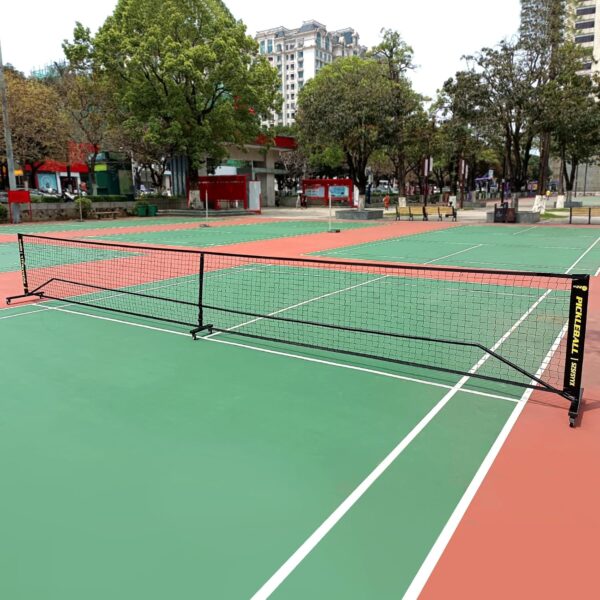 Movable Deluxe Heavy Duty Pickleball Net with Wheels,22 FT Regulation Size Including Carrying Bag,Sturdy Metal Stand and Upgraded PE Nets, Perfectly Straight, Suitable for Indoor Outdoor