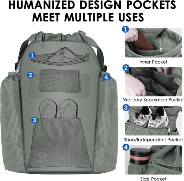 Sukeen Drawstring Backpack Swim Bag Lightweight String Backpack for Beach Pickleball Swimming Pool Gym Workout Gear Sport