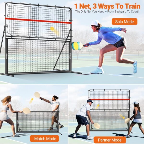 2-in-1 Pickleball Rebound Net & Pickleball Practice Trainer – 6x6FT Training Equipment Aid, Pickle Ball Trainer, Pickle Ball Machine for Dinks, Backhands, Volleys, Coordination, Kitchen, Ball Control