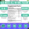 Sea Moss Black Seed Oil Ashwagandha Ginger Capsules. Sea Moss Capsules with Black Seed Oil, Ashwagandha, Turmeric, Moringa, Bladderwrack, Burdock Root, Manuka Honey, Cinnamon.