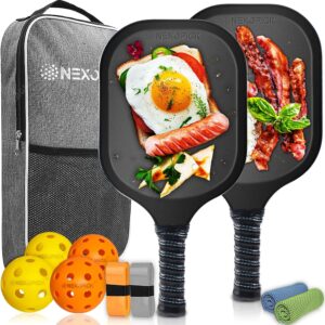 Pickleball Paddles Set of 2, Funny Pickleball Set, Fiberglass Pickleball Paddles, Lightweight Pickle Ball Rackets 2 Pack, 16mm Honeycomb Core, 4 Indoor & Outdoor Pickleballs with Bag