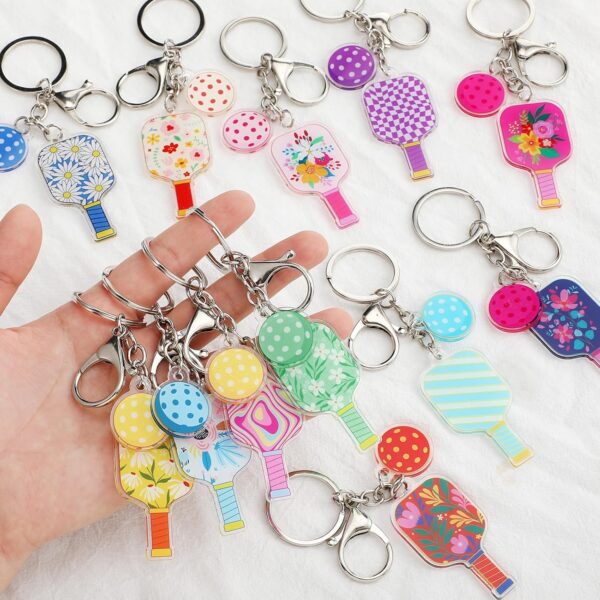 Sureio 24 Pcs Dinkball Keychain for Women Dinkball Party Favors Sports Aesthetic Key Fob Funny Acrylic Keychain Gift for Dink Sport Lover