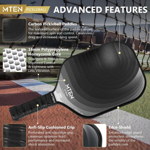 Pickleball Paddles, Carbon Fiber Pickleball Paddles, Lightweight Pickle Ball Paddle, Carbon Fiberglass Surface, USAPA Approved, Beginners & Competition, 1Pcs