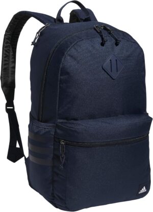 adidas 3-Stripe Classic Backpack for Men and Women, Bag with Laptop Sleeve, Collegiate Navy/White/Black/5.0, One Size