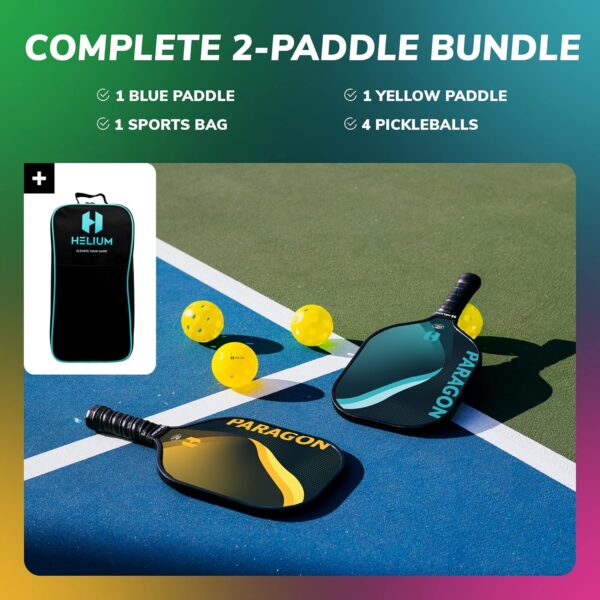Helium Pickleball Paddle Set of 2 - USAPA Certified - Graphite Fiberglass Surface, Lightweight Honeycomb Core